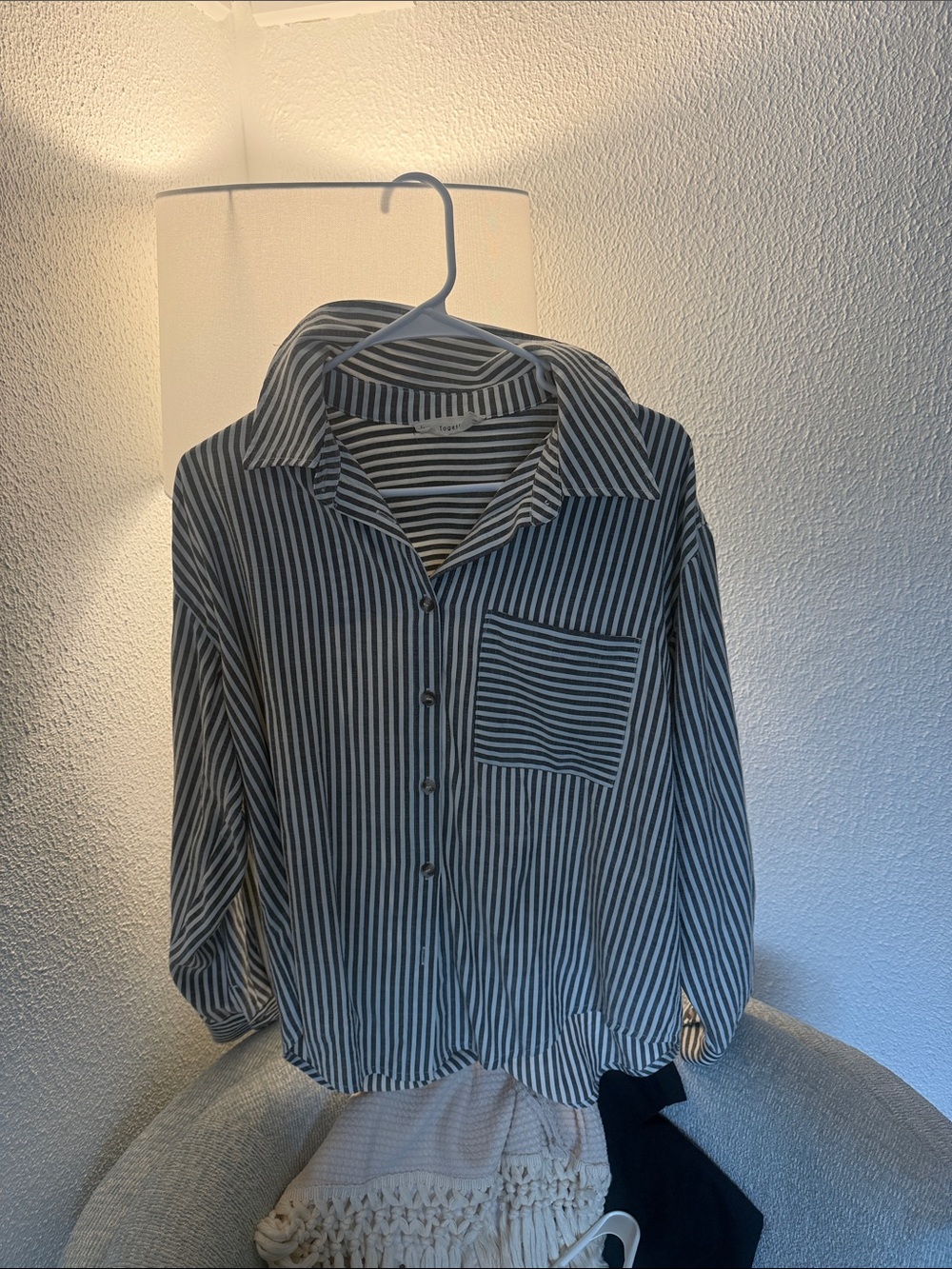 By Together Blue and White Striped Button-Down Shirt